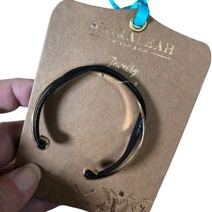 Shiraleah Anthropologie Bangle Bracelet VERNA Cuff Black Vegan Leather Trim